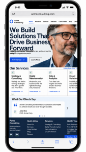 Mobile version of broken webpage