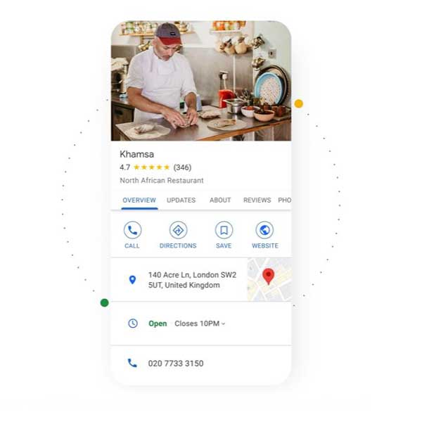 Googles business profile example